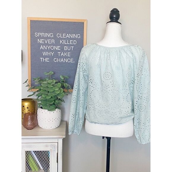 NWT Joie Brand BEAUTIFUL Light Blue Eyelet Top with Ruffle Detail - Size M - Picture 5 of 5